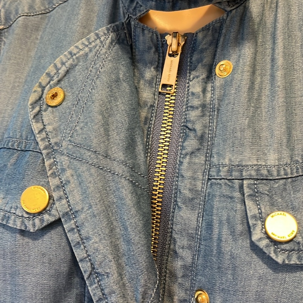 Michael Kors Blue Denim Look Vest with Pockets and Inner Zipper - Picture 9 of 9